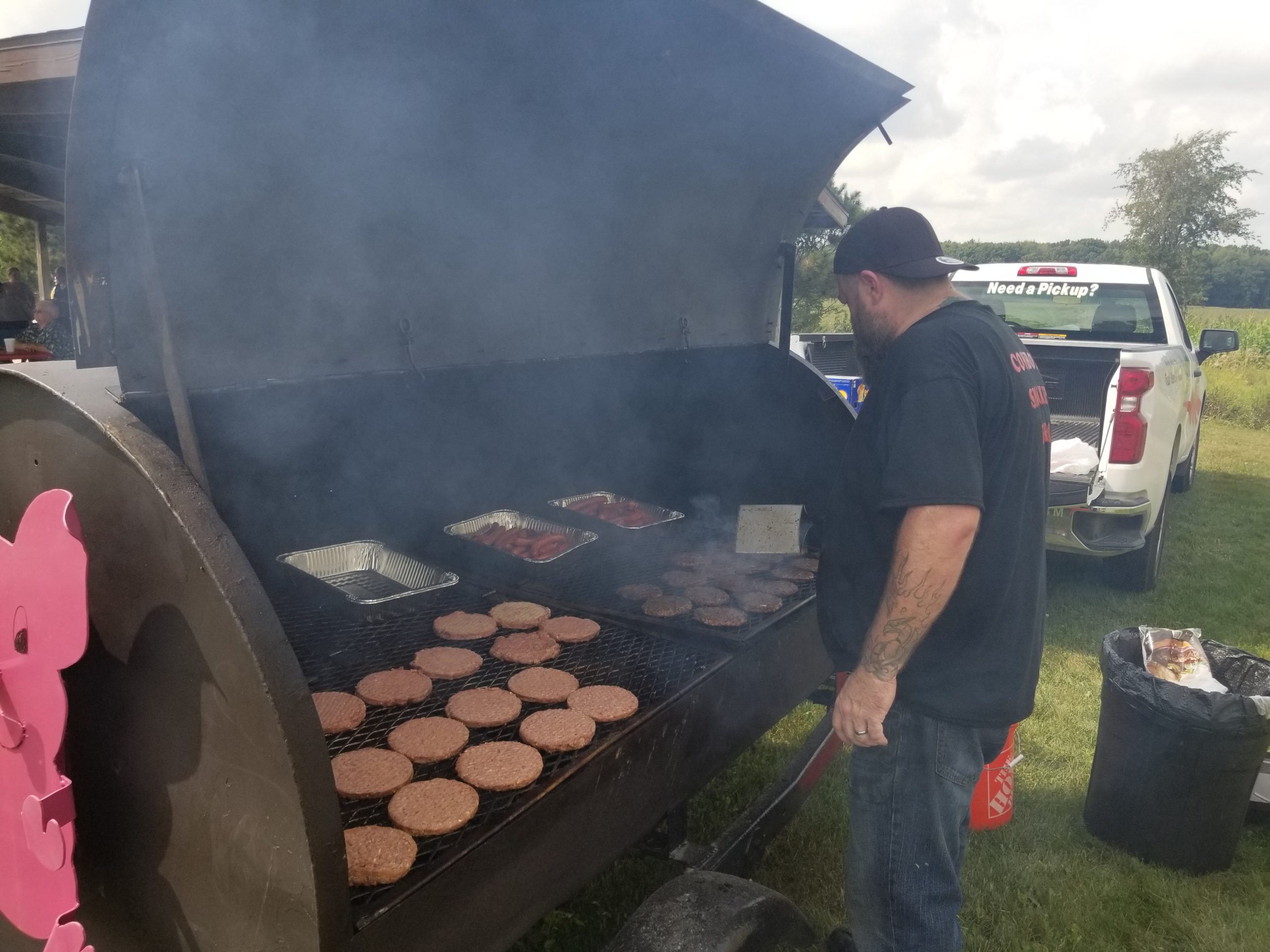Cowboy grilling some burgers